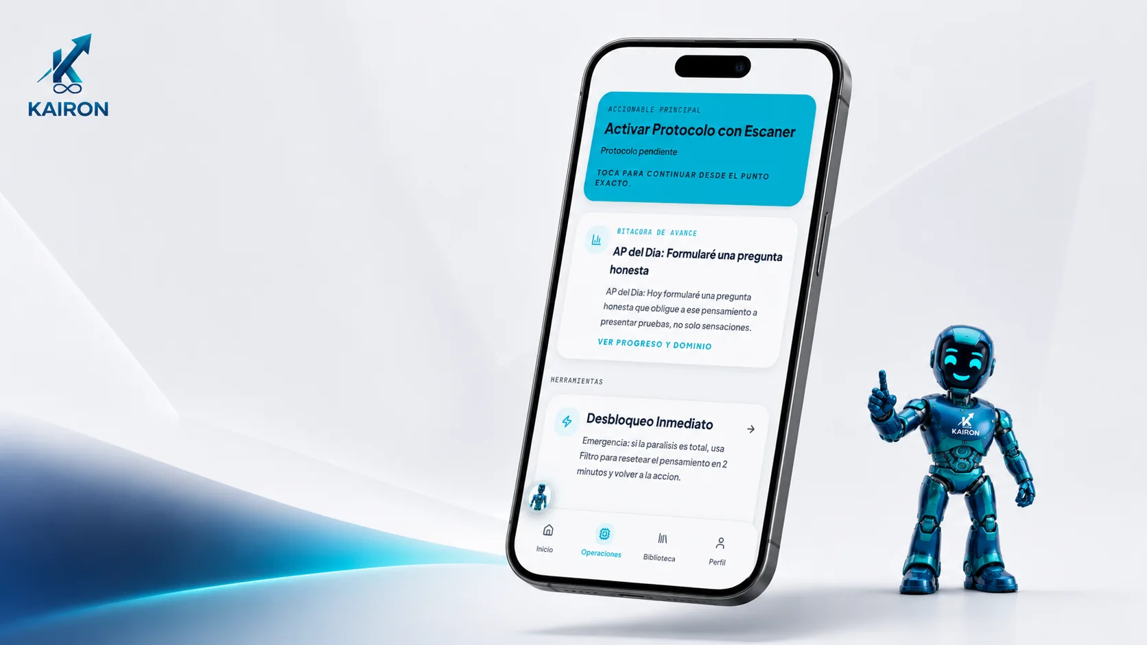 Mockup de bitácora y operaciones de KAIRON.