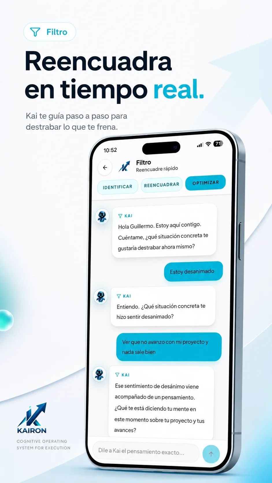 Pantalla del Filtro del MVP de KAIRON.