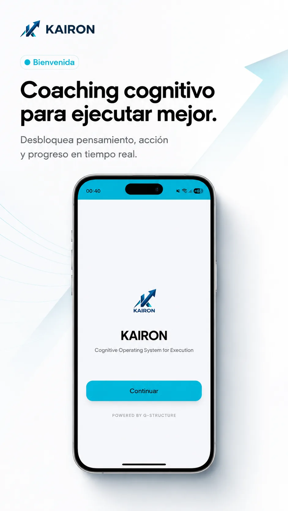 Pantalla de onboarding del MVP de KAIRON.